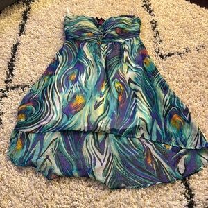 2B bebe high low strapless dress - multicolor